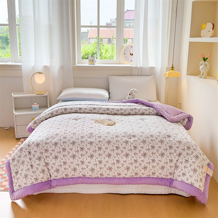 91家纺网 家纺一手货源 找家纺 默忆 2025新款全棉豆豆绒被子豆豆被冬被被芯 花香怡人