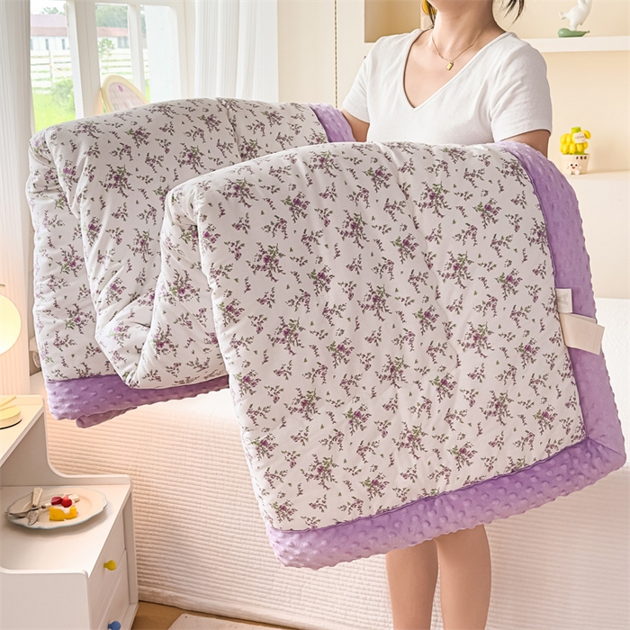 91家纺网 家纺一手货源 找家纺 默忆 2025新款全棉豆豆绒被子豆豆被冬被被芯 花香怡人