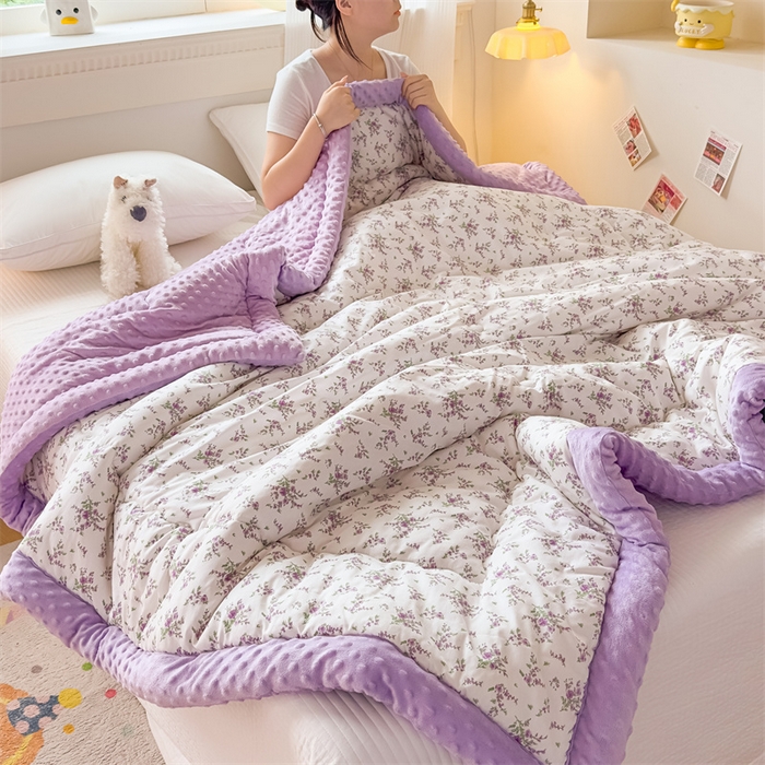 91家纺网 家纺一手货源 找家纺 默忆 2025新款全棉豆豆绒被子豆豆被冬被被芯 花香怡人