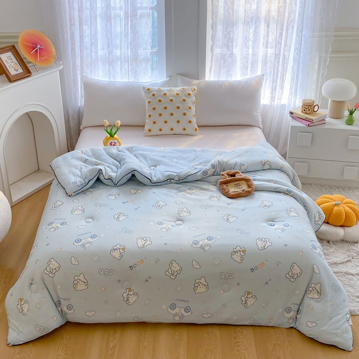 91家纺网 家纺一手货源 找家纺 小叮当家纺仓储工厂店 2025新款A类母婴级宝宝被子豆豆绒牛奶针织棉被子大豆被春秋被秋冬被婴童被夏凉被 牛奶针织被-汽车小象