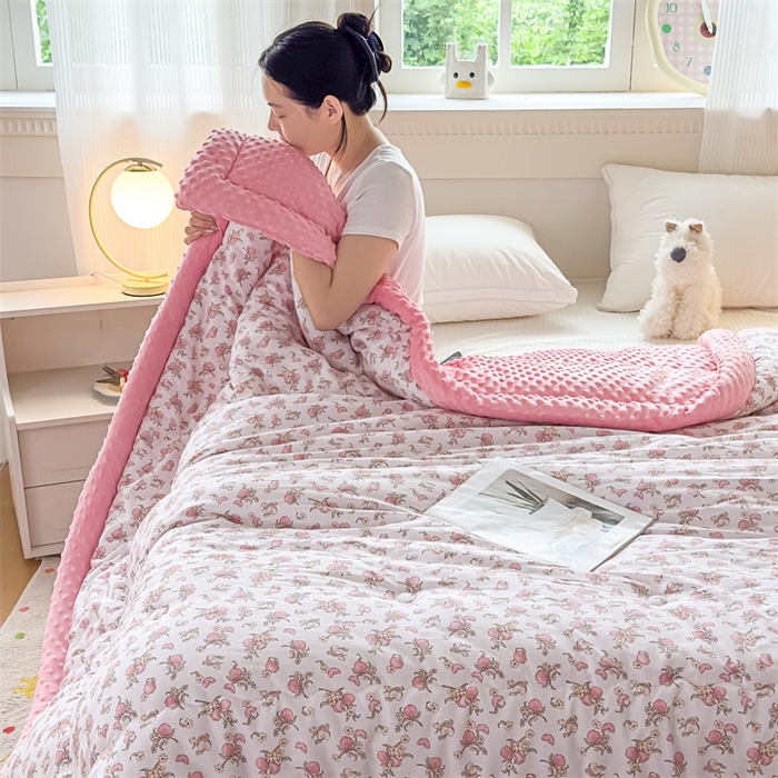 91家纺网 家纺一手货源 找家纺 默忆 2025新款全棉豆豆绒被子豆豆被冬被被芯 桃语春风