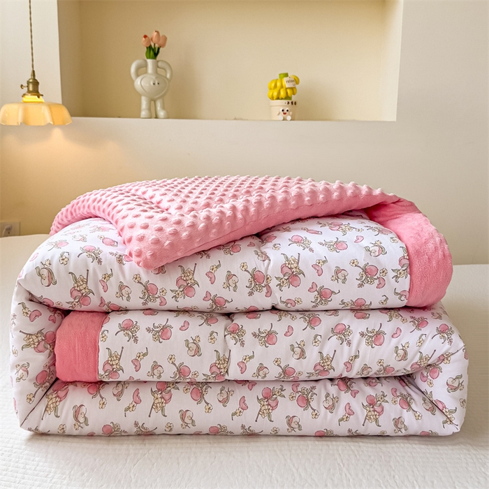 91家纺网 家纺一手货源 找家纺 默忆 2025新款全棉豆豆绒被子豆豆被冬被被芯 桃语春风