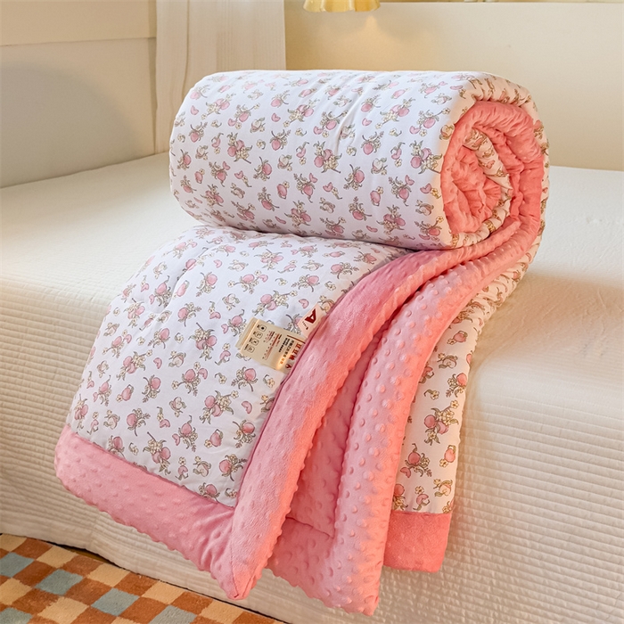 默忆 2025新款全棉豆豆绒被子豆豆被冬被被芯 桃语春风