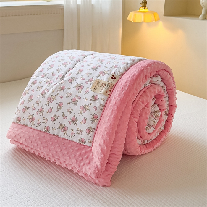 91家纺网 家纺一手货源 找家纺 默忆 2025新款全棉豆豆绒被子豆豆被冬被被芯 桃语春风