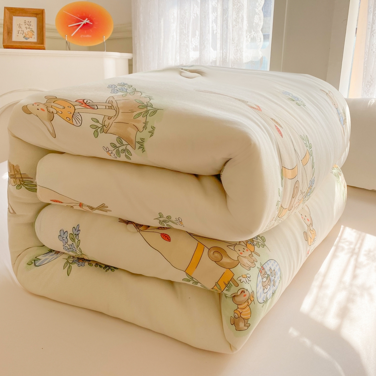 91家纺网 家纺一手货源 找家纺 小叮当家纺仓储工厂店 2025新款A类母婴级宝宝被子豆豆绒牛奶针织棉被子大豆被春秋被秋冬被婴童被夏凉被 牛奶针织被-松鼠萌兔