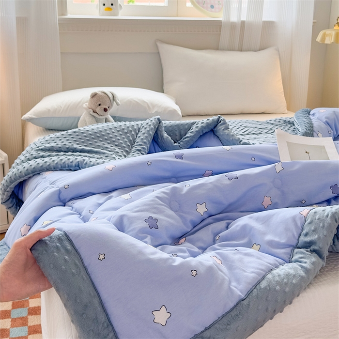 91家纺网 家纺一手货源 找家纺 默忆 2025新款全棉豆豆绒被子豆豆被冬被被芯 晚安星星