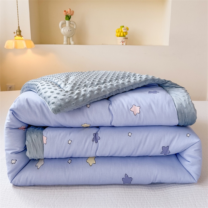 91家纺网 家纺一手货源 找家纺 默忆 2025新款全棉豆豆绒被子豆豆被冬被被芯 晚安星星