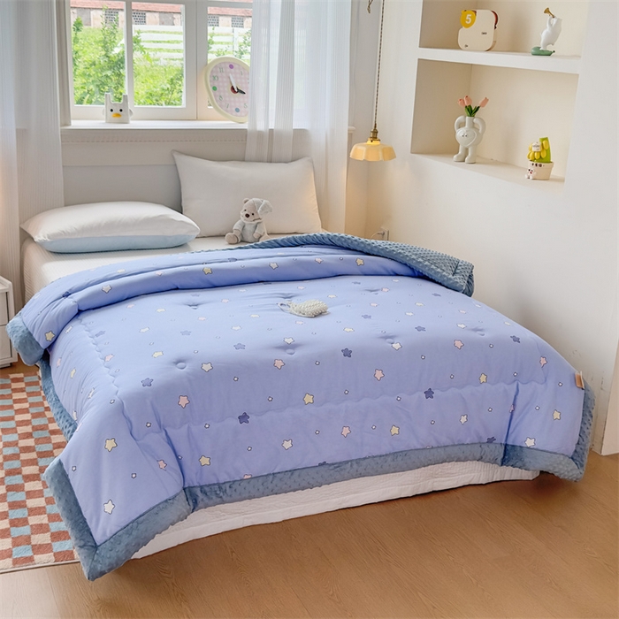 91家纺网 家纺一手货源 找家纺 默忆 2025新款全棉豆豆绒被子豆豆被冬被被芯 晚安星星