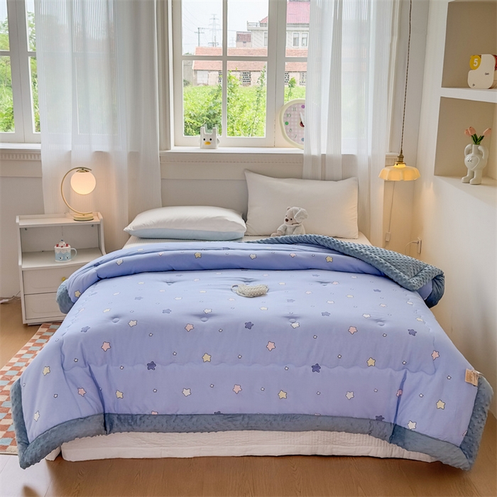 91家纺网 家纺一手货源 找家纺 默忆 2025新款全棉豆豆绒被子豆豆被冬被被芯 晚安星星