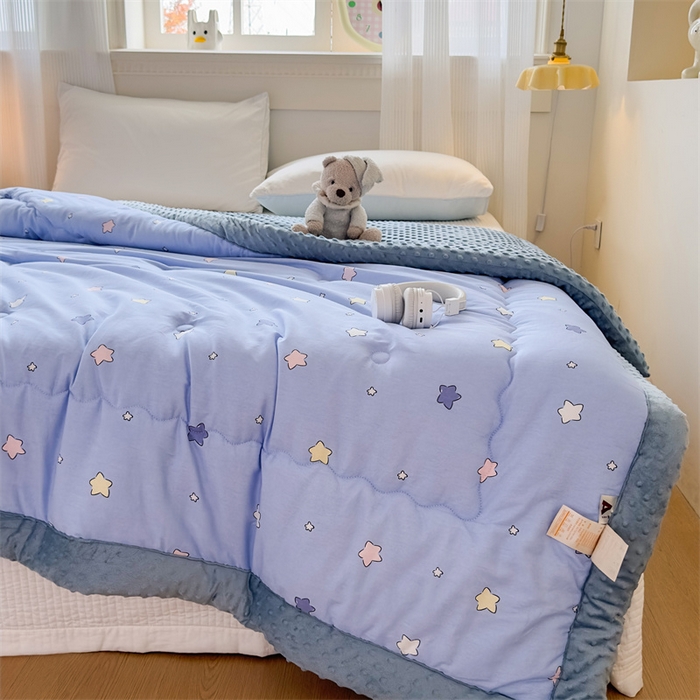 91家纺网 家纺一手货源 找家纺 默忆 2025新款全棉豆豆绒被子豆豆被冬被被芯 晚安星星