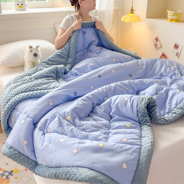 91家纺网 家纺一手货源 找家纺 默忆 2025新款全棉豆豆绒被子豆豆被冬被被芯 晚安星星