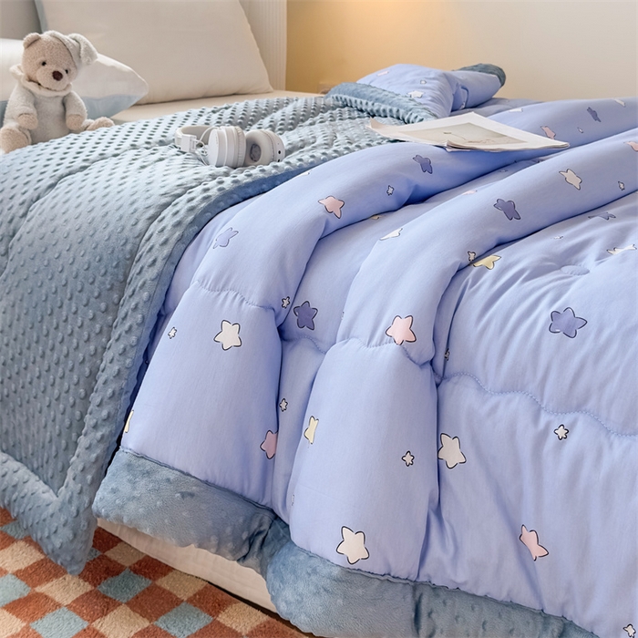 91家纺网 家纺一手货源 找家纺 默忆 2025新款全棉豆豆绒被子豆豆被冬被被芯 晚安星星