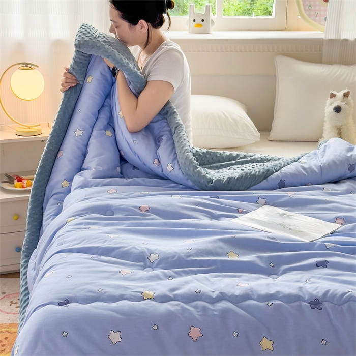 91家纺网 家纺一手货源 找家纺 默忆 2025新款全棉豆豆绒被子豆豆被冬被被芯 晚安星星