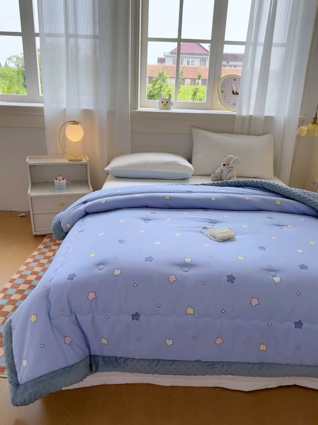 91家纺网 家纺一手货源 找家纺 默忆 2025新款全棉豆豆绒被子豆豆被冬被被芯 晚安星星