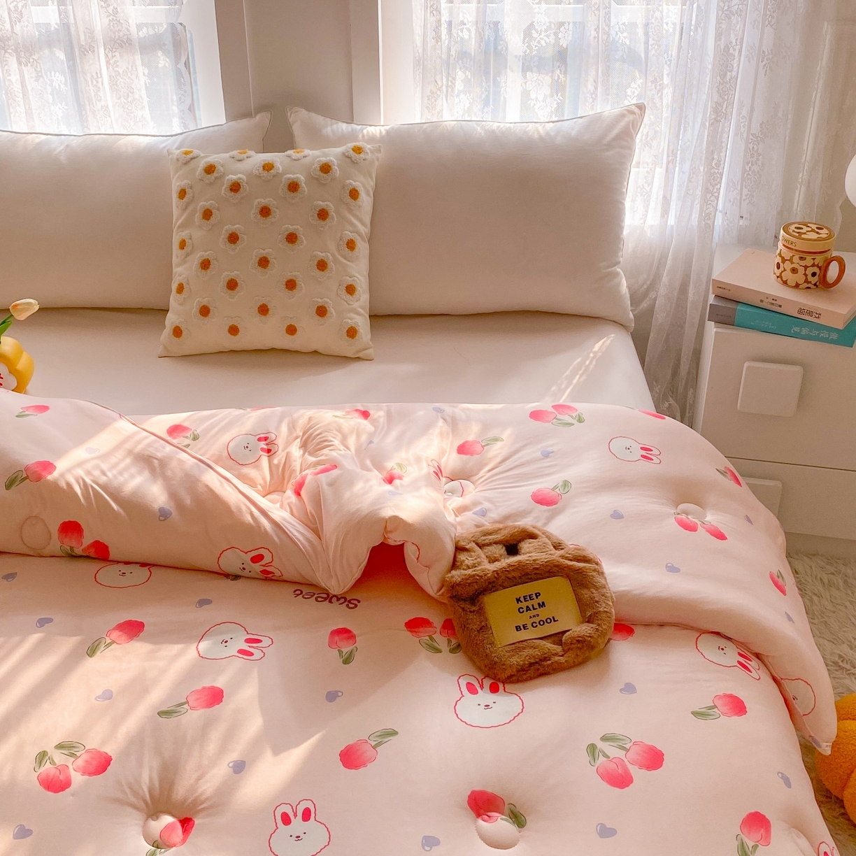 91家纺网 家纺一手货源 找家纺 小叮当家纺仓储工厂店 2025新款A类母婴级宝宝被子豆豆绒牛奶针织棉被子大豆被春秋被秋冬被婴童被夏凉被 牛奶针织被-郁金香免