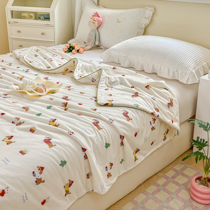 91家纺网 家纺一手货源 找家纺 小叮当家纺仓储工厂店 2025新款A类母婴级宝宝被子豆豆绒牛奶针织棉被子大豆被春秋被秋冬被婴童被夏凉被 牛奶针织被-可爱腊肠