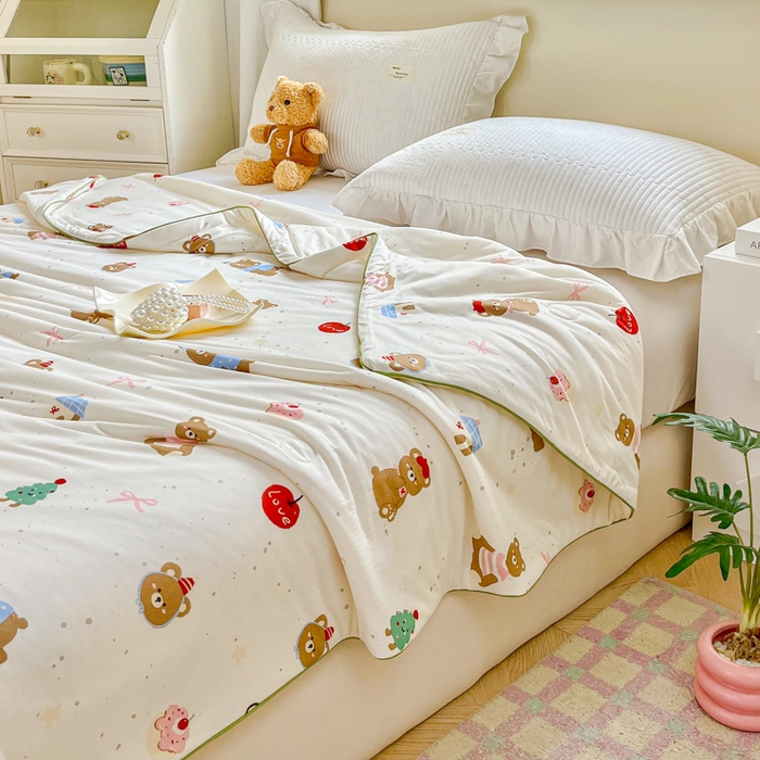 91家纺网 家纺一手货源 找家纺 小叮当家纺仓储工厂店 2025新款A类母婴级宝宝被子豆豆绒牛奶针织棉被子大豆被春秋被秋冬被婴童被夏凉被 牛奶针织被-圣诞小熊