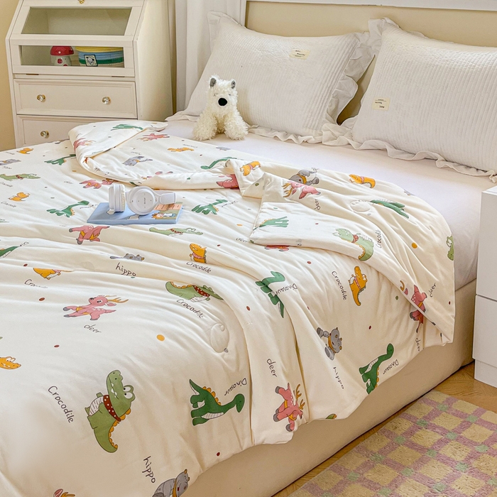 91家纺网 家纺一手货源 找家纺 小叮当家纺仓储工厂店 2025新款A类母婴级宝宝被子豆豆绒牛奶针织棉被子大豆被春秋被秋冬被婴童被夏凉被 牛奶针织被-小鳄鱼