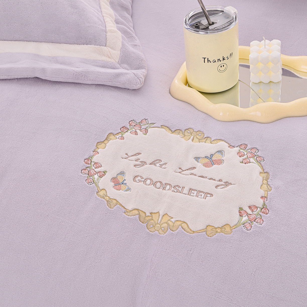 91家纺网 家纺一手货源 找家纺 （总）柔享家（原芷澜家纺） 2025新款A类高克重全消光牛奶绒刺绣四件套系列-蝶恋花