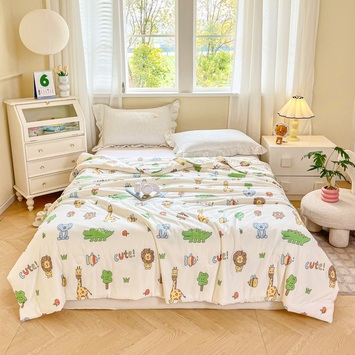 91家纺网 家纺一手货源 找家纺 小叮当家纺仓储工厂店 2025新款A类母婴级宝宝被子豆豆绒牛奶针织棉被子大豆被春秋被秋冬被婴童被夏凉被 牛奶针织被-狮子派对