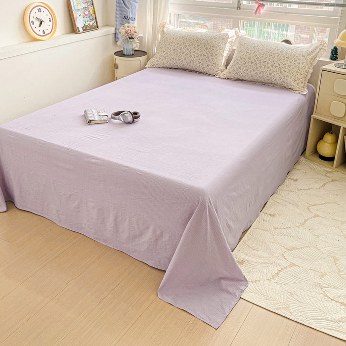 91家纺网 家纺一手货源 找家纺 梦纤绒 2025新款云感木棉皱皱双层纱全棉花边四件套 花园兔