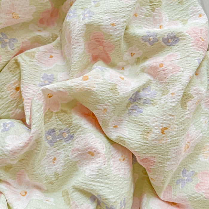 91家纺网 家纺一手货源 找家纺 梦纤绒 2025新款云感木棉皱皱双层纱全棉花边四件套 莱茵河畔