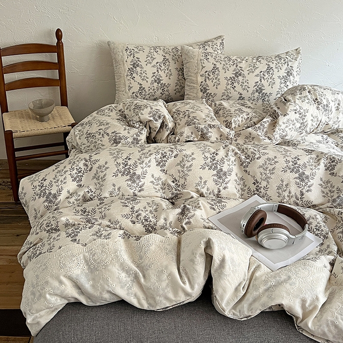 91家纺网 家纺一手货源 找家纺 （总）梦纤绒 2025秋冬新品A类高克重亚麻复古全棉花边侘寂风原麻系列