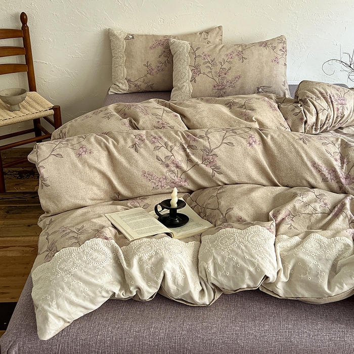 91家纺网 家纺一手货源 找家纺 （总）梦纤绒 2025秋冬新品A类高克重亚麻复古全棉花边侘寂风原麻系列