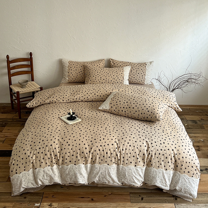 91家纺网 家纺一手货源 找家纺 梦纤绒 2025秋冬新品A类高克重亚麻复古全棉花边侘寂风原麻系列 复古豹