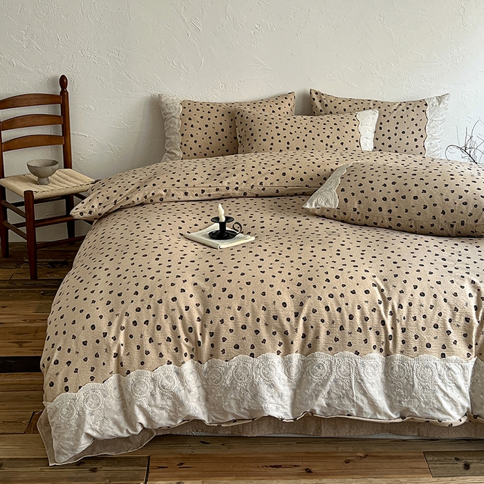 91家纺网 家纺一手货源 找家纺 梦纤绒 2025秋冬新品A类高克重亚麻复古全棉花边侘寂风原麻系列 复古豹