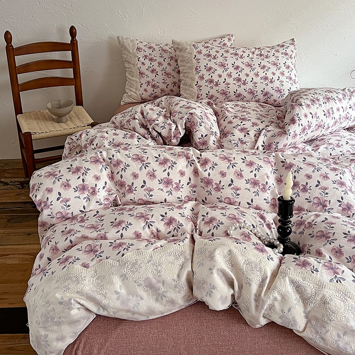 梦纤绒 2025秋冬新品A类高克重亚麻复古全棉花边侘寂风原麻系列 幻城