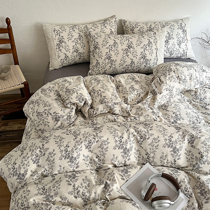 91家纺网 家纺一手货源 找家纺 梦纤绒 2025秋冬新品A类高克重亚麻复古全棉花边侘寂风原麻系列 欧若拉