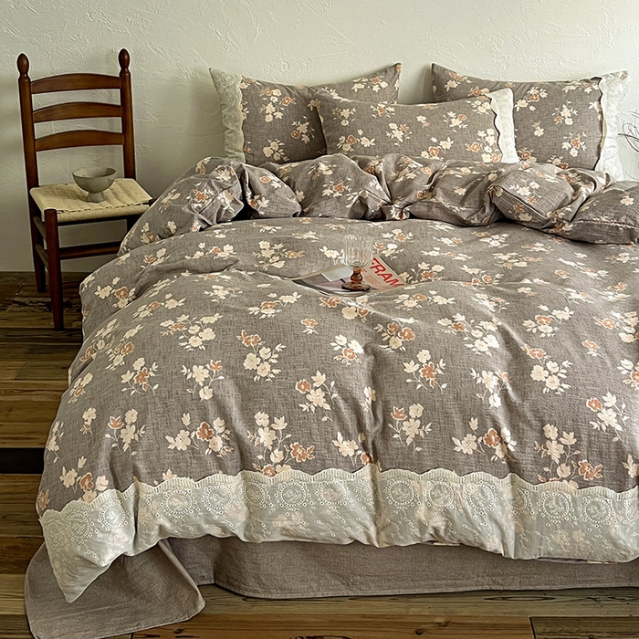 91家纺网 家纺一手货源 找家纺 梦纤绒 2025秋冬新品A类高克重亚麻复古全棉花边侘寂风原麻系列 山居