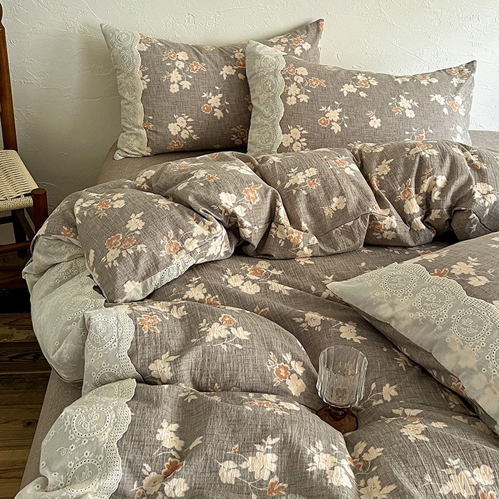 91家纺网 家纺一手货源 找家纺 梦纤绒 2025秋冬新品A类高克重亚麻复古全棉花边侘寂风原麻系列 山居