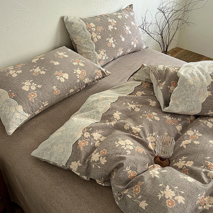 91家纺网 家纺一手货源 找家纺 梦纤绒 2025秋冬新品A类高克重亚麻复古全棉花边侘寂风原麻系列 山居