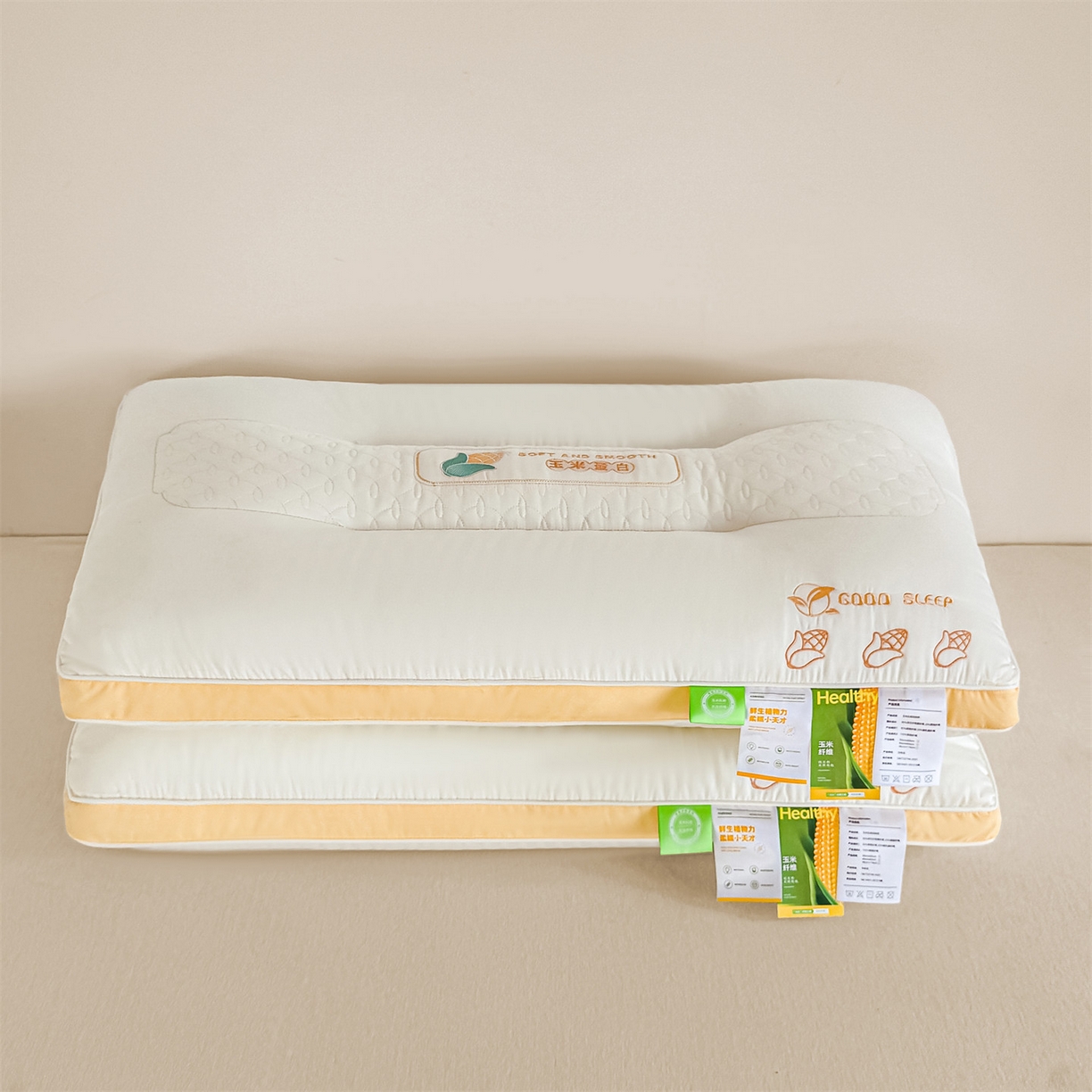 91家纺网 家纺一手货源 找家纺 麦肯锡 2025新款玉米蛋白护颈枕枕头枕芯 玉米蛋白护肩枕