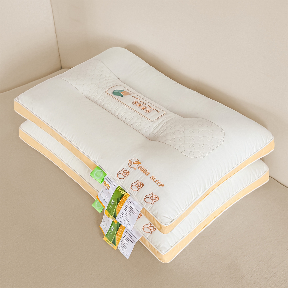 91家纺网 家纺一手货源 找家纺 麦肯锡 2025新款玉米蛋白护颈枕枕头枕芯 玉米蛋白护肩枕