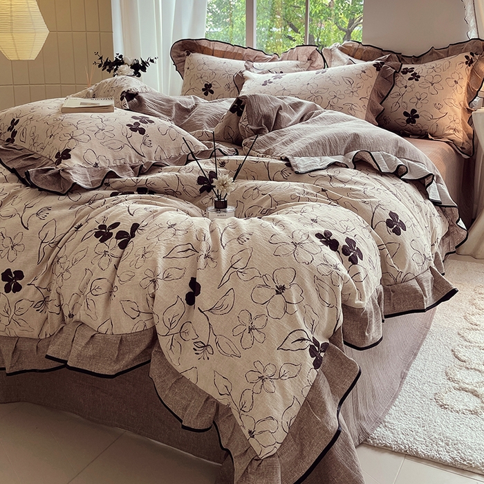 （总）宝士康家纺 2025新款原麻荷叶边四件套