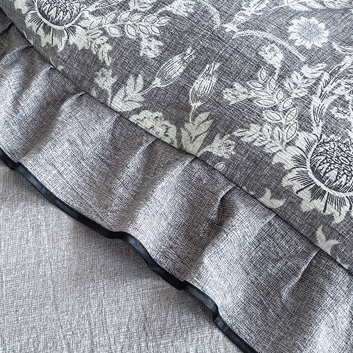 91家纺网 家纺一手货源 找家纺 宝士康家纺 2025新款原麻荷叶边四件套 人间草木