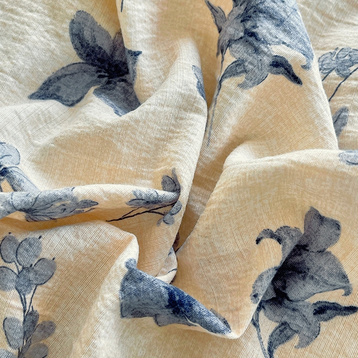 91家纺网 家纺一手货源 找家纺 宝士康家纺 2025新款原麻荷叶边四件套 水墨江南