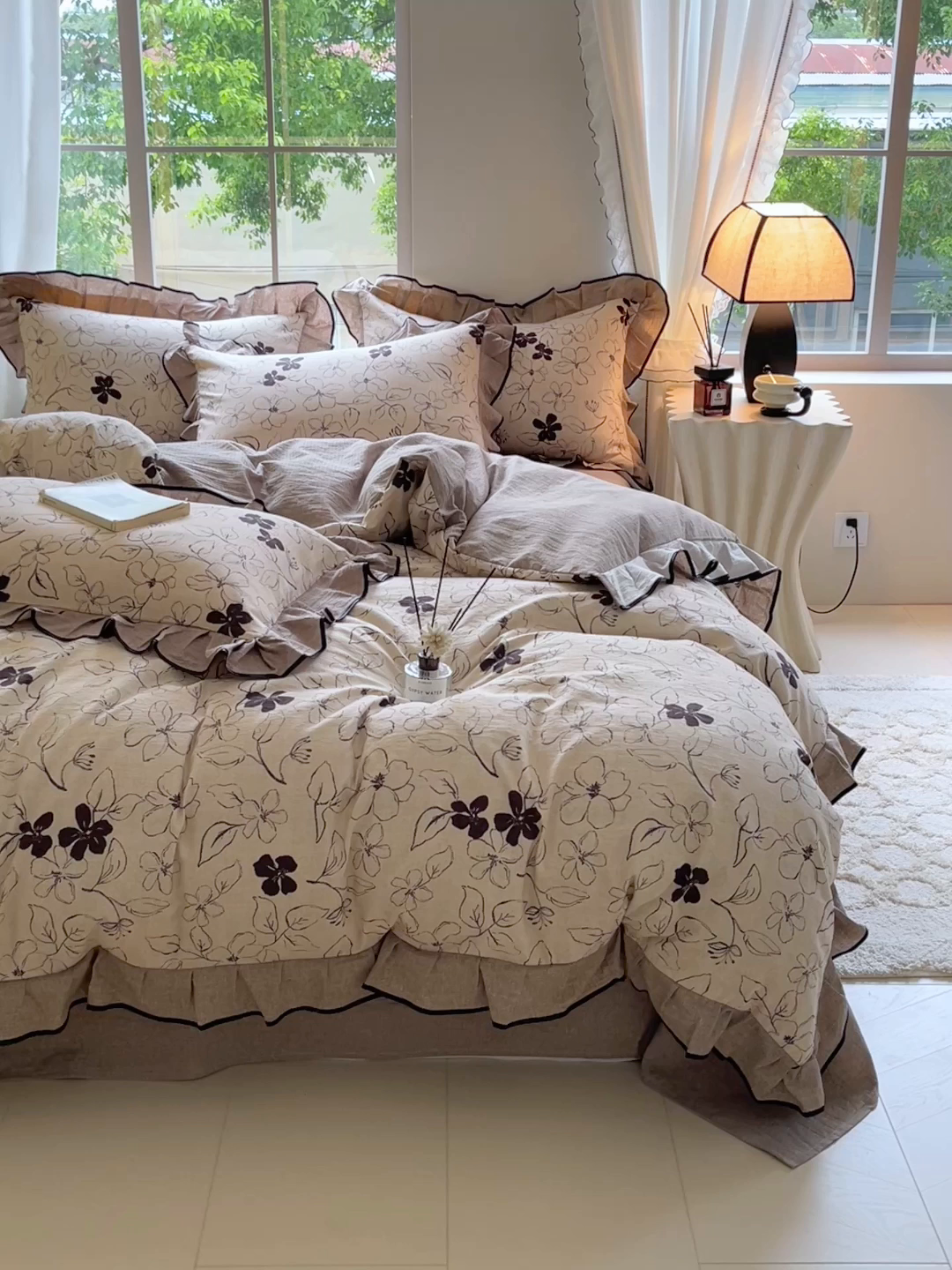 91家纺网 家纺一手货源 找家纺 （总）宝士康家纺 2025新款原麻荷叶边四件套