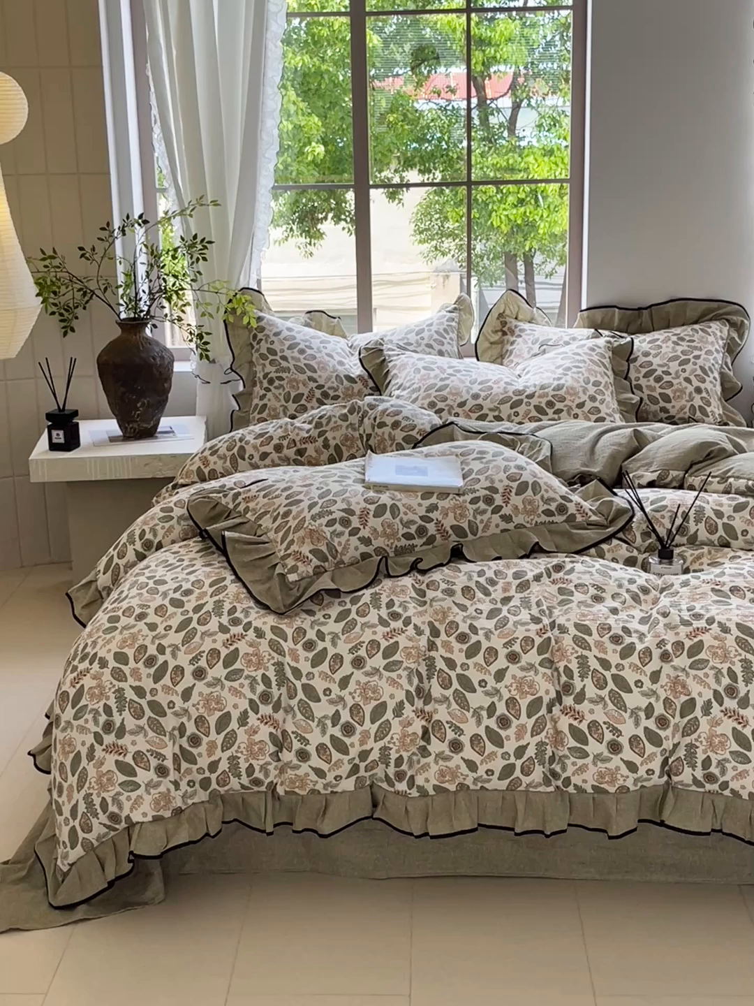 91家纺网 家纺一手货源 找家纺 宝士康家纺 2025新款原麻荷叶边四件套 绿野仙踪