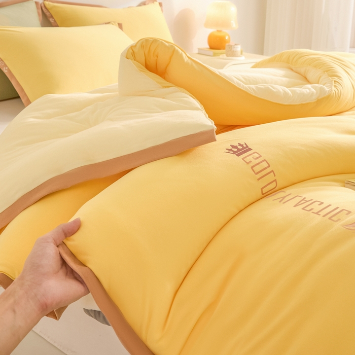 91家纺网 家纺一手货源 找家纺 宝士康家纺 2025新品10A抗菌金乳丝春秋被/冬被/跨境外贸 金乳丝-黄色