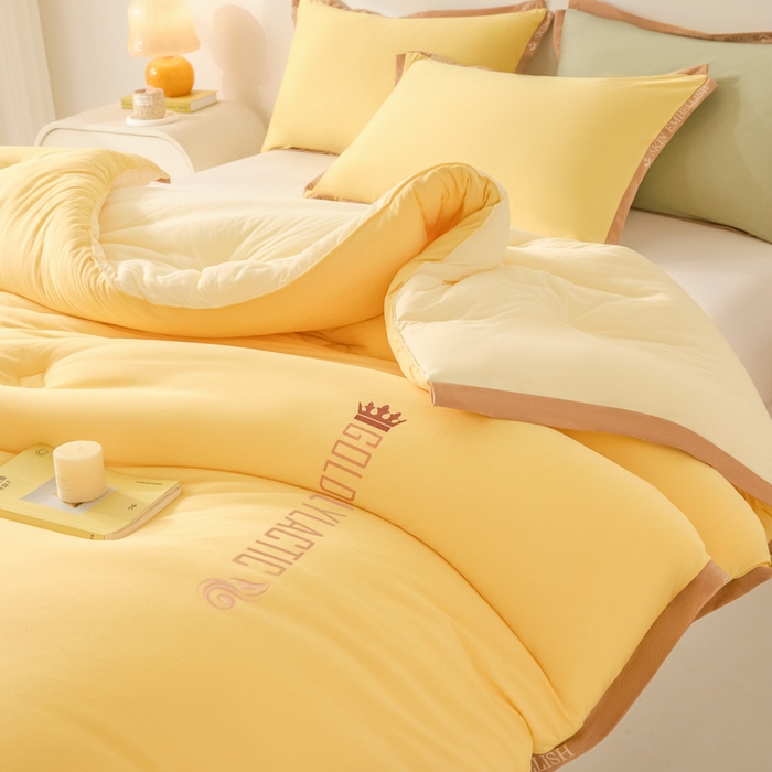 91家纺网 家纺一手货源 找家纺 宝士康家纺 2025新品10A抗菌金乳丝春秋被/冬被/跨境外贸 金乳丝-黄色