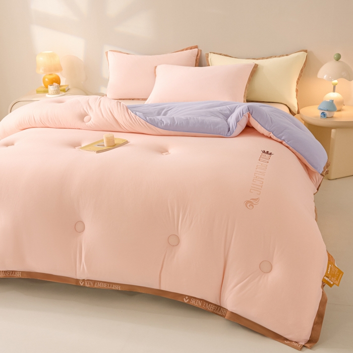 91家纺网 家纺一手货源 找家纺 宝士康家纺 2025新品10A抗菌金乳丝春秋被/冬被/跨境外贸 金乳丝-玉色