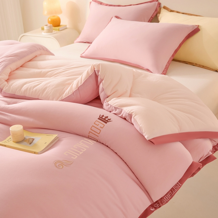 91家纺网 家纺一手货源 找家纺 宝士康家纺 2025新品10A抗菌金乳丝春秋被/冬被/跨境外贸 金乳丝-豆沙色