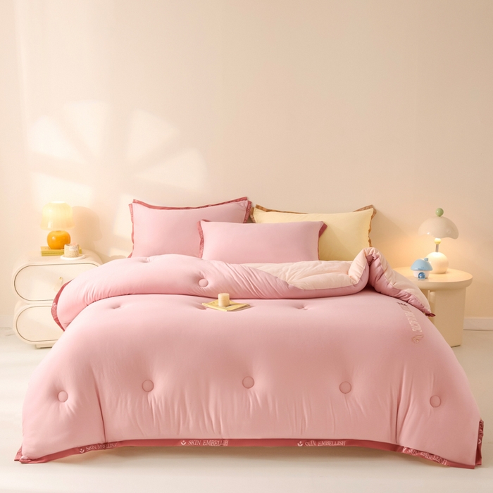 91家纺网 家纺一手货源 找家纺 宝士康家纺 2025新品10A抗菌金乳丝春秋被/冬被/跨境外贸 金乳丝-豆沙色