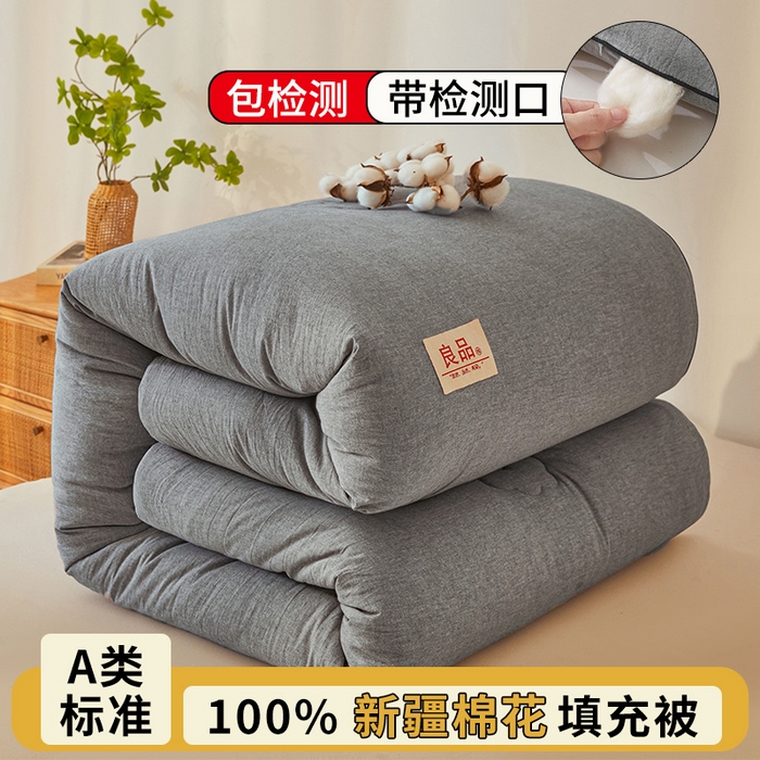 熙宴家纺 2025新款水洗棉嵌绳款100%新疆棉花被 石灰