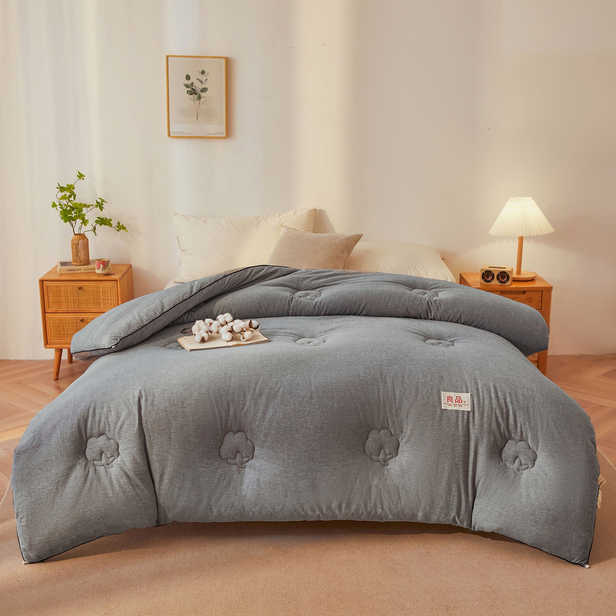 91家纺网 家纺一手货源 找家纺 熙宴家纺 2025新款水洗棉嵌绳款100%新疆棉花被 石灰