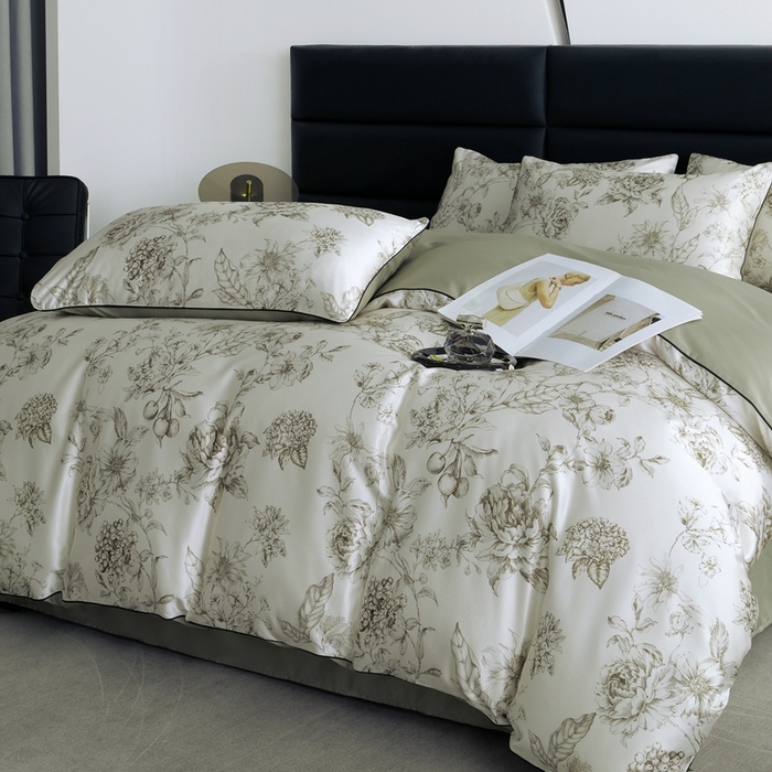 91家纺网 家纺一手货源 找家纺 （总）麦空家居 2025春夏水洗真丝贡缎埋绳四件套-繁花系列